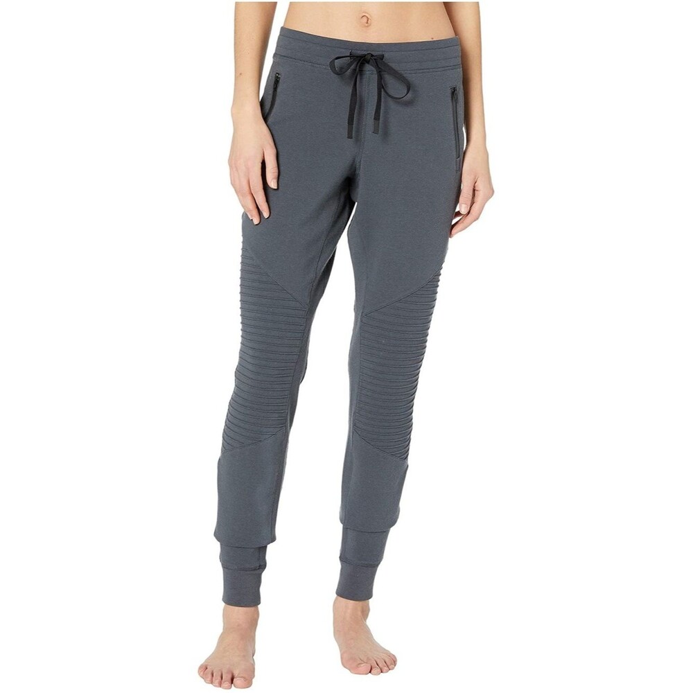 Alo Yoga Urban Moto Charcoal Gray Drawstring Athleisure Sweatpants Size Medium